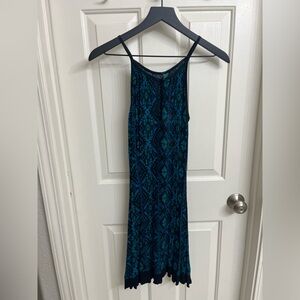 Elegant Blue Patterned Women's Dress